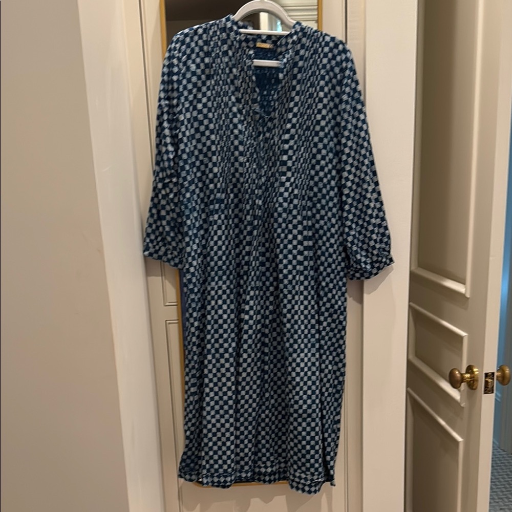Blue check maxi dress